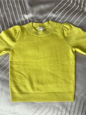 COS 100% Cashmere Women’s Short Puff Sleeve Sweater in Lime Yellow - XS